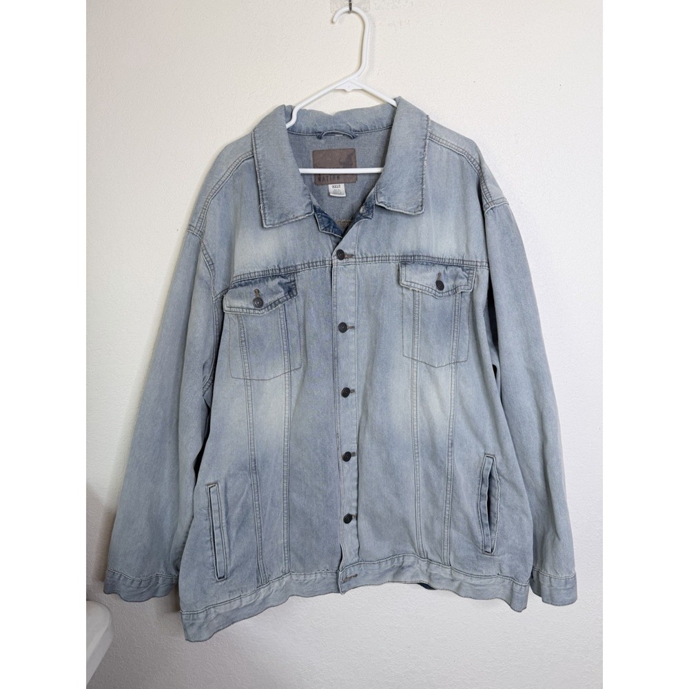 True Nation Men's 3XLT Light Wash Denim Trucker Jacket Big Tall Cotton Jean